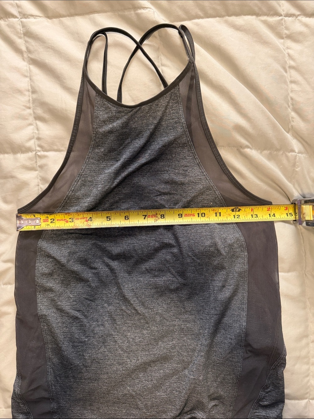 lululemon athletica Charcoal Gray/Green Strappy Mesh-Back Tank Top - Picture 4 of 6
